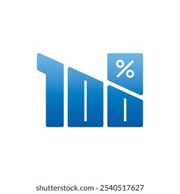 Gradiente azul 100 por ciento logo. Concepto del 100 por ciento para el mundo de los negocios, la educación, la economía, la tecnología