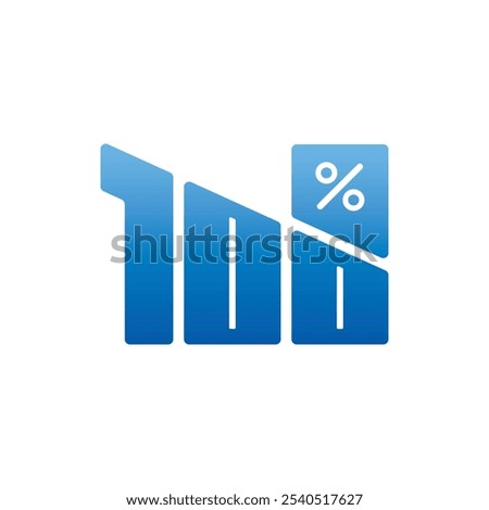 blue gradient 100 percent logo. 100 percent concept for business, education, economy, technology world