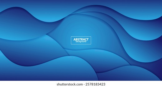 Blue gradient 3D background with geometric wave elements and shadow. Colorful blue wave design. Simple yet elegant concept. Vector Eps10