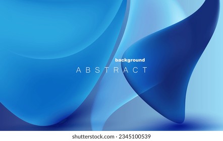 Blue gradient 3d shapes waves luxury abstract background. Futuristic fluid shape lines vector design. Cold water, splash wet concept.