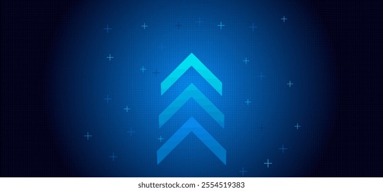 Blue gradient abstract background with arrow up shape pattern vector illustration.