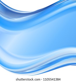 Blue gradient abstract background for business artwork. Abstract colorful minimalistic clean business background with abstract waves motive. With space for text.