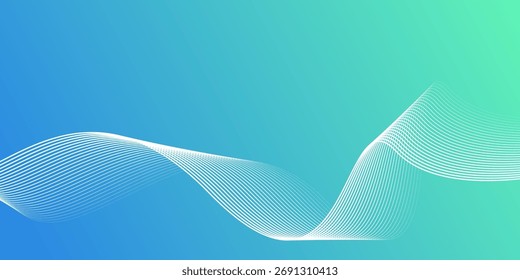 Blue gradient abstract background with dynamic line wave pattern technology concept. Suitable for banner, poster, cover, brochure, flyer, website.