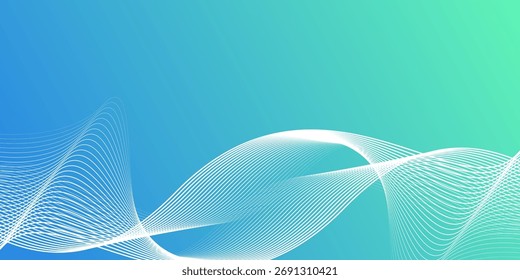 Fondo abstracto de gradiente azul con concepto de tecnología de patrón de onda de línea dinámica. Conveniente para el Anuncio, cartel, cubierta, folleto, volante, Sitio web.