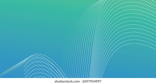 Blue gradient abstract background with dynamic line wave pattern technology concept. vector eps10