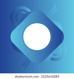 Blue gradient abstract background with fluid Square and white Frame in center geometric shape.