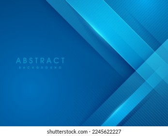 blue gradient abstract background with futuristic transparent diagonal lines and modern shadows