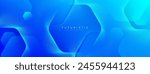 Blue gradient abstract background with glowing geometric lines. Modern blue hexagon shape graphic design. Futuristic technology and science concept. Vector illustration