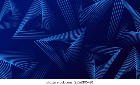 Blue gradient abstract background with triangle line pattern. futuristic technology concept. Vector illustration