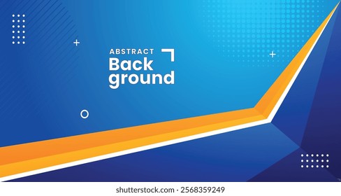 Blue gradient abstract background with yellow and dark blue diagonal sharp shape with text space for brochure banner and presentation slide