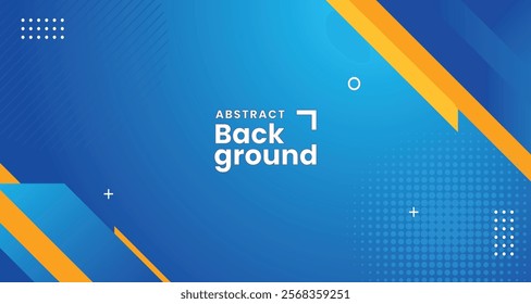 Blue gradient abstract background with yellow and dark blue diagonal sharp shape with text space for brochure banner and presentation slide