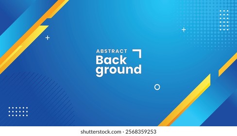 Blue gradient abstract background with yellow and dark blue diagonal sharp shape with text space for brochure banner and presentation slide