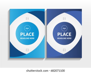 Blue Gradient Abstract Circle Theme with Image in Business Brochure Design Template Vector.  Book, Cover, Annual Report, Magazine, Poster, Corporate Presentation, Portfolio