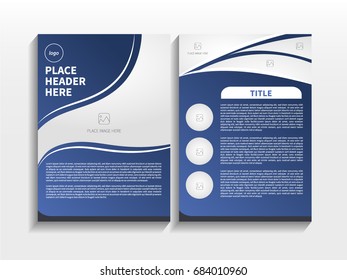 Blue Gradient Abstract Curve Theme with Image in Business Brochure Design Template Vector.  