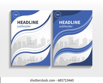Blue Gradient Abstract Curve Theme Layout with Two Image in Business Brochure Design Template Vector.