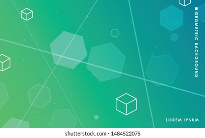 Blue gradient abstract hexagon geometric background