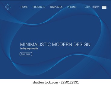 Blue Gradient abstract landing page with space wave background, gradient light wave 