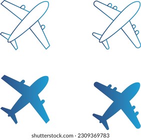 Blue Gradient Airplane Icon Set
