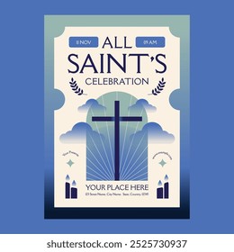 Blue Gradient All Saints Day Social Media Flyer
