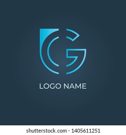 Blue gradient alphabet letter G on isolated dark teal background