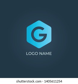 Blue gradient alphabet letter G on isolated dark teal background