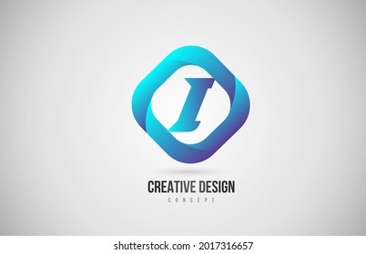 blue gradient I alphabet letter logo icon. Creative design for company