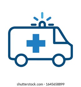 Blue gradient ambulance icon - vector