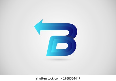 blauer Farbverlauf-Pfeil B Buchstaben Logo Symbol für Unternehmen und Unternehmen. Kreatives Design für Unternehmen