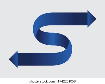 blue gradient arrow curved in the middle