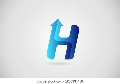 blue gradient arrow H alphabet letter logo icon for company and business. Creative design for corporate
