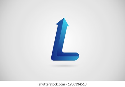 blue gradient arrow L alphabet letter logo icon for company and business. Creative design for corporate