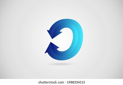 blue gradient arrow O alphabet letter logo icon for company and business. Creative design for corporate
