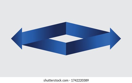 Blue gradient arrow in the opposite direction