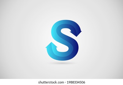 blue gradient arrow S alphabet letter logo icon for company and business. Creative design for corporate