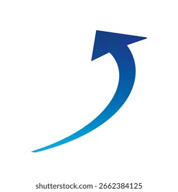Blue Gradient Arrow Turns Left Up, vector illustration isolated on white background, eps
