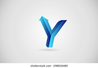 blue gradient arrow Y alphabet letter logo icon for company and business. Creative design for corporate