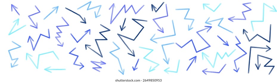 Setas de gradiente azul mostrando a estrutura de tomada de decisão, as rotas de pensamento tecnológico e o esquema de análise de produtividade
