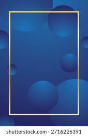 Fondo degradado azul con patrón de círculo abstracto con marco de oro