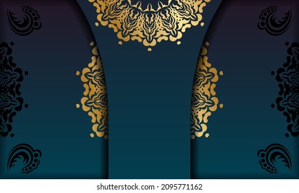 Blue gradient background with abstract gold pattern and place under your text