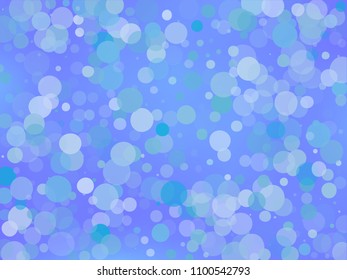 Blue gradient background with bokeh effect. Abstract blurred pattern. Overlapping transparent bubbles, circles, point. Light backdrop for banners, social media, screensavers Vector illustration