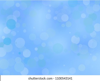 Blue gradient background with bokeh effect. Abstract blurred pattern. Overlapping transparent bubbles, circles, point. Light backdrop for banners, social media, screensavers Vector illustration