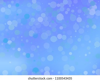 Blue gradient background with bokeh effect. Abstract blurred pattern. Overlapping transparent bubbles, circles, point. Light backdrop for banners, social media, screensavers Vector illustration