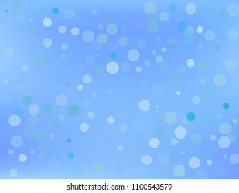 Blue gradient background with bokeh effect. Abstract blurred pattern. Overlapping transparent bubbles, circles, point. Light backdrop for banners, social media, screensavers Vector illustration