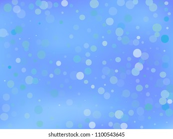 Blue gradient background with bokeh effect. Abstract blurred pattern. Overlapping transparent bubbles, circles, point. Light backdrop for banners, social media, screensavers Vector illustration