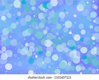 Blue gradient background with bokeh effect. Abstract blurred pattern. Overlapping transparent bubbles, circles, point. Light backdrop for banners, social media, screensavers Vector illustration