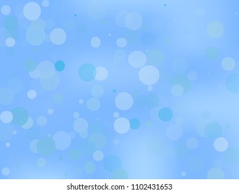 Blue gradient background with bokeh effect. Abstract blurred pattern. Overlapping transparent bubbles, circles, point. Light backdrop for banners, social media, screensavers Vector illustration