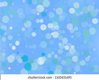Blue gradient background with bokeh effect. Abstract blurred pattern. Overlapping transparent bubbles, circles, point. Light backdrop for banners, social media, screensavers Vector illustration