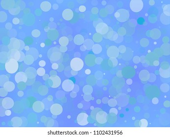 Blue gradient background with bokeh effect. Abstract blurred pattern. Overlapping transparent bubbles, circles, point. Light backdrop for banners, social media, screensavers Vector illustration