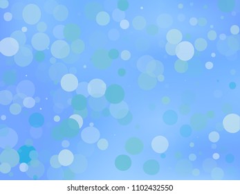 Blue gradient background with bokeh effect. Abstract blurred pattern. Overlapping transparent bubbles, circles, point. Light backdrop for banners, social media, screensavers Vector illustration
