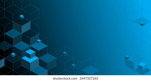 Blue gradient background with cubic elements for web design and presentations focused on technological advancements, for digital marketing materials, website backgrounds